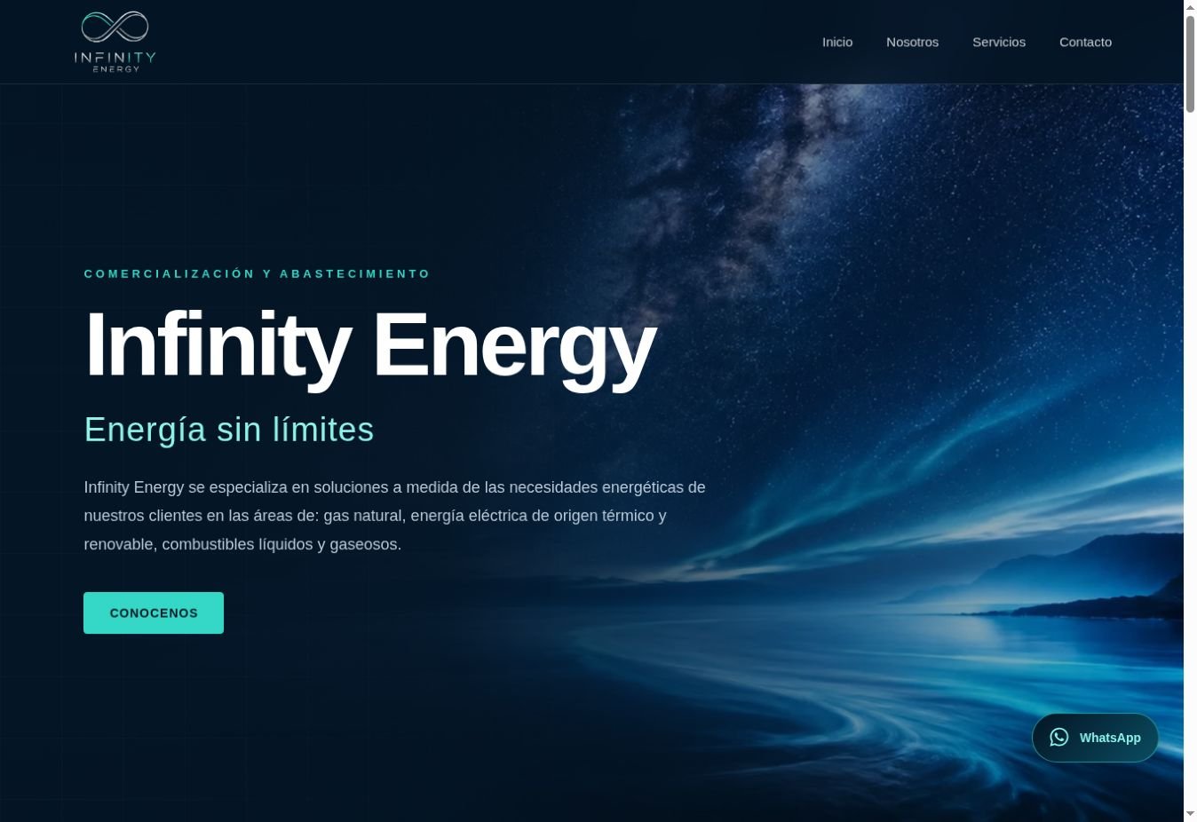 Vista previa de la web de Infinity Energy